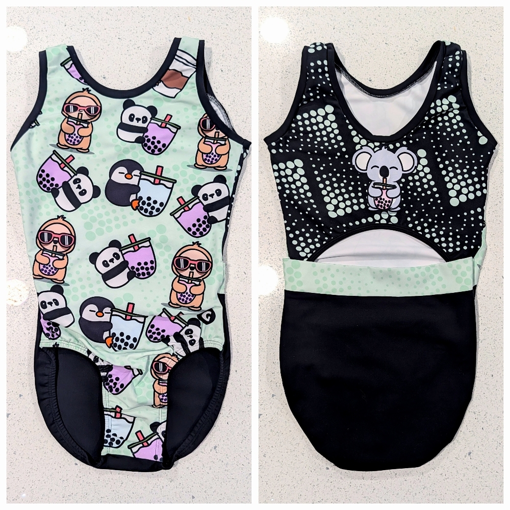 BOBA GymGear Gymnastics Leotard ULTRA SOFT Small 16 Gym Gear PANDA KOALA SLOTH